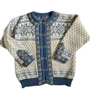 Vintage Dale of Norway Fair Isle Cardigan Clasp Closure Nordic Heavy Women Large